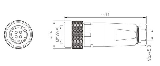 M9 Straight Female Metal Plug (Solder) IP67 2\3\4\5\6\7\8 Pin Industrial Connector