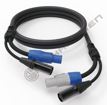 Cavo combinato di powercon maschile femminile 3PIN DMX SJT di potenza del segnale 2in1 Cat6 RJ45 Cat5E Cat6a Cat5e