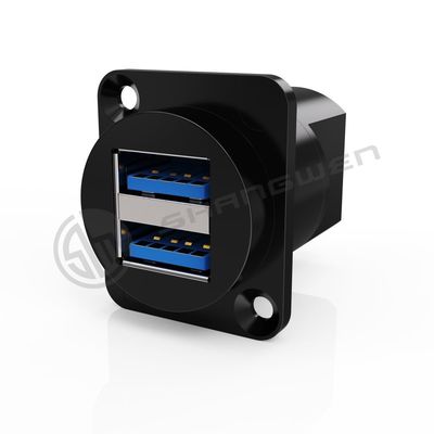 Connettore per cavo dati USB 3.0 a doppio ingresso schermato antipolvere a 9 pin, tipo A/B, lunghezza personalizzata, alloggiamento in plastica ABS e rame per audio