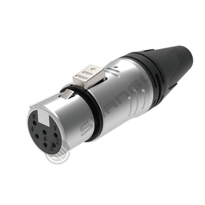 Connettori Audio Video XLR a 6 pin, protetti per interni, connettore femmina/maschio a 6 poli, nero/argento, con corrente nominale di 7,5A