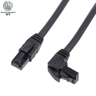 Connettore RJ45 ad angolo di 90 gradi UTP Cat5e, terminale per cavo di rete a trefoli, spina a 8P8C con testa a cristallo